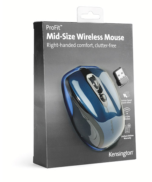 Kensington Pro Fit® Orta Boy Kablosuz Mouse, Safi Mavi K72421WW