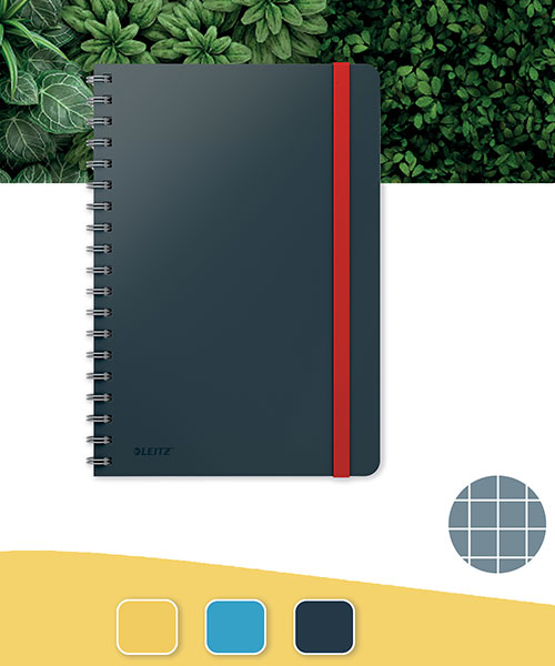 Leitz Cosy Soft Touch Spiralli Büyük Boy Kareli Defter B5 44840089 Gri